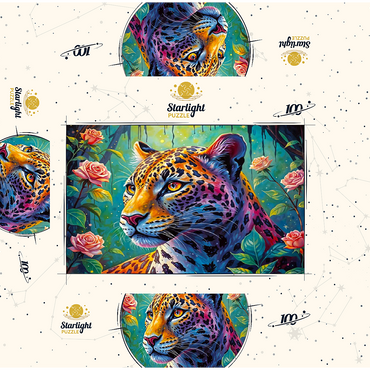 Jungle Roses Jaguar 100 Jigsaw Puzzle box 3D Modell