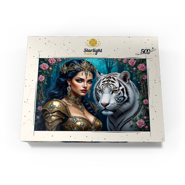 Warrior Queen with White Tiger 500 Jigsaw Puzzle box view3