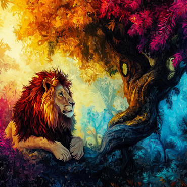 Lion Under a Jungle Tree 100 Jigsaw Puzzle 3D Modell