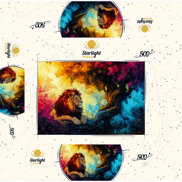 Lion Under a Jungle Tree 500 Jigsaw Puzzle box 3D Modell