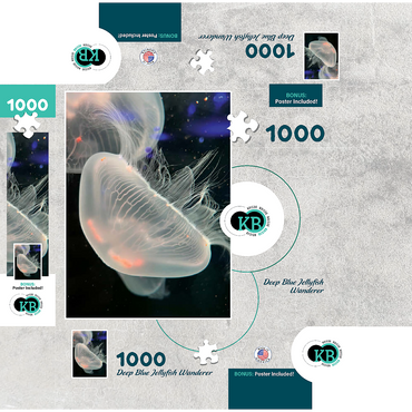 Sea Life Photography: Deep Blue Jellyfish Wanderer 1000 Jigsaw Puzzle box 3D Modell