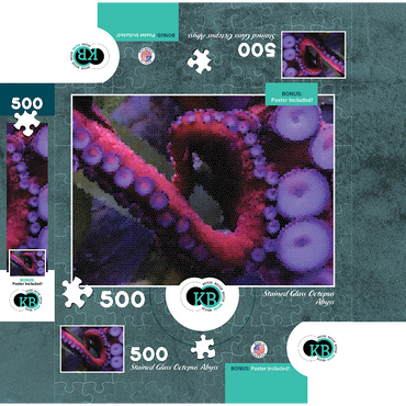 Stained Glass Abstract: Ocean Octopus Abyss 500 Jigsaw Puzzle box 3D Modell