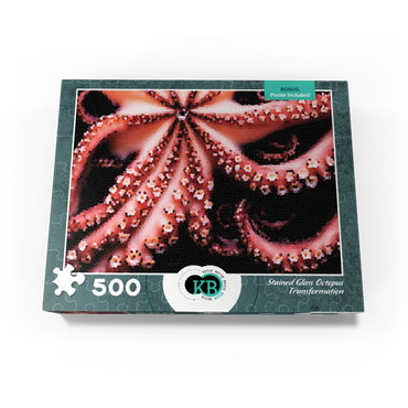 Stained Glass Abstract: Ocean Octopus Transformation 500 Jigsaw Puzzle box view3