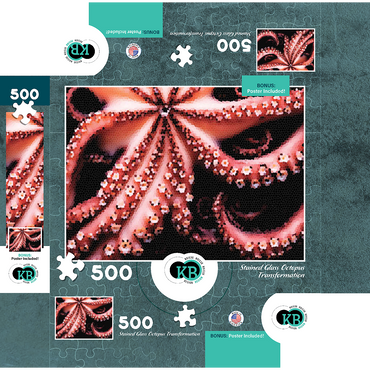 Stained Glass Abstract: Ocean Octopus Transformation 500 Jigsaw Puzzle box 3D Modell