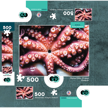 Stained Glass Abstract: Ocean Octopus Tentacles 500 Jigsaw Puzzle box 3D Modell