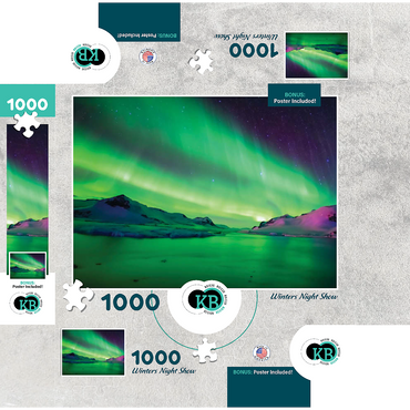 Nature Photography: Northern Lights Winters Night Show 1000 Jigsaw Puzzle box 3D Modell