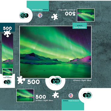 Nature Photography: Northern Lights Winters Night Show 500 Jigsaw Puzzle box 3D Modell