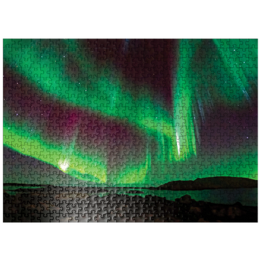puzzleplate Nature Photography: Northern Lights Luminescent Aurora Horizon 500 Jigsaw Puzzle