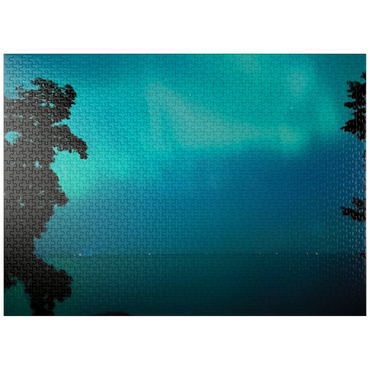 puzzleplate Nature Photography: Northern Lights Sky Over Lake, Minnesota, USA 1000 Jigsaw Puzzle