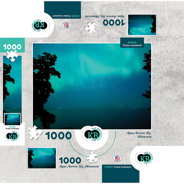 Nature Photography: Northern Lights Sky Over Lake, Minnesota, USA 1000 Jigsaw Puzzle box 3D Modell