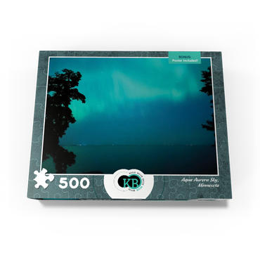 Nature Photography: Northern Lights Sky Over Lake, Minnesota, USA 500 Jigsaw Puzzle box view3