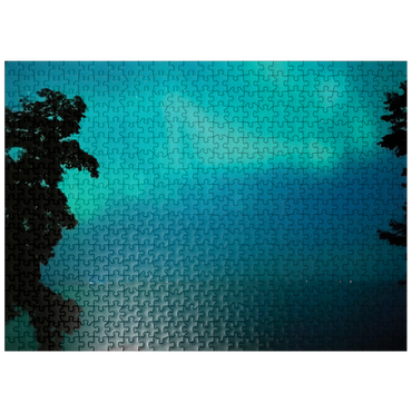 puzzleplate Nature Photography: Northern Lights Sky Over Lake, Minnesota, USA 500 Jigsaw Puzzle