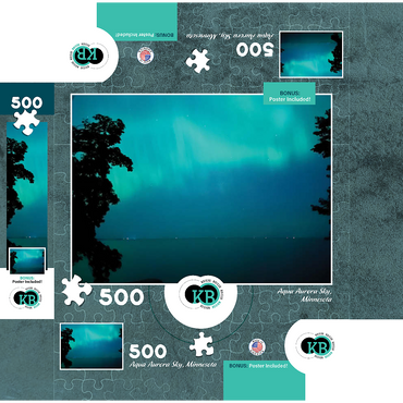 Nature Photography: Northern Lights Sky Over Lake, Minnesota, USA 500 Jigsaw Puzzle box 3D Modell