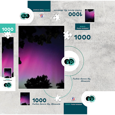 Nature Photography: Northern Lights, Fuchsia Aurora Sky, Minnesota, USA 1000 Jigsaw Puzzle box 3D Modell