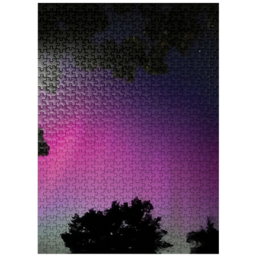 puzzleplate Nature Photography: Northern Lights, Fuchsia Aurora Sky, Minnesota, USA 500 Jigsaw Puzzle
