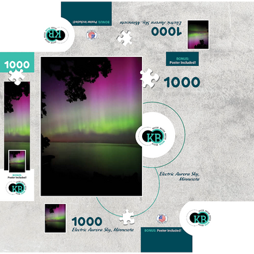 Nature Photography: Northern Lights, Night Sky, Minnesota, USA 1000 Jigsaw Puzzle box 3D Modell