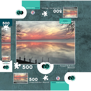 Nature Photography: Tranquil Minnesota Sunset, Mille Lacs Lake 500 Jigsaw Puzzle box 3D Modell