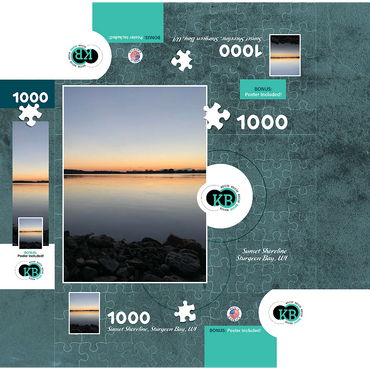 Nature Photography: Sunset Shoreline, Sturgeon Bay, Wisconsin, USA 500 Jigsaw Puzzle box 3D Modell