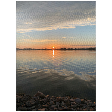 puzzleplate Nature Photography: Mirrored Sunset Lake, Wisconsin, USA 1000 Jigsaw Puzzle