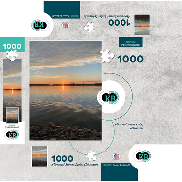 Nature Photography: Mirrored Sunset Lake, Wisconsin, USA 1000 Jigsaw Puzzle box 3D Modell