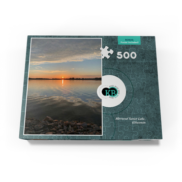 Nature Photography: Mirrored Sunset Lake, Wisconsin, USA 500 Jigsaw Puzzle box view3