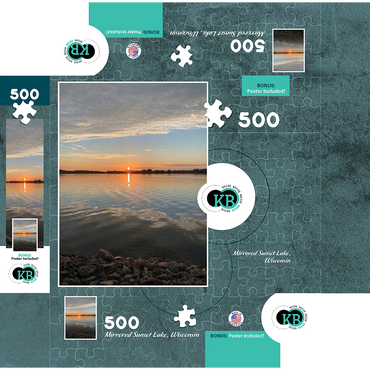 Nature Photography: Mirrored Sunset Lake, Wisconsin, USA 500 Jigsaw Puzzle box 3D Modell