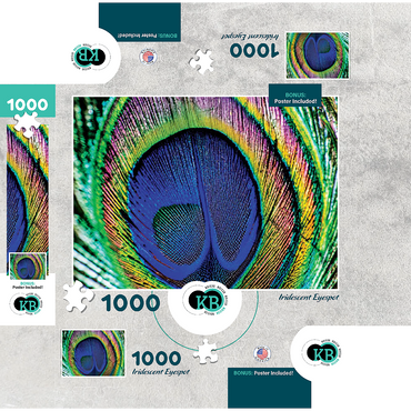 Animal Photography: Peacock Feather Iridescent Eyespot, Birds no.5 1000 Jigsaw Puzzle box 3D Modell