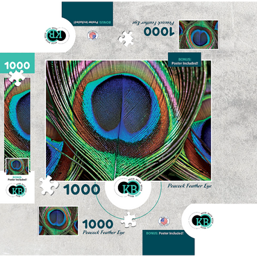 Animal Photography: Peacock Feather Iridescent Eyespot, Birds no.6 1000 Jigsaw Puzzle box 3D Modell