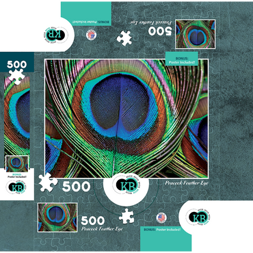 Animal Photography: Peacock Feather Iridescent Eyespot, Birds no.6 500 Jigsaw Puzzle box 3D Modell
