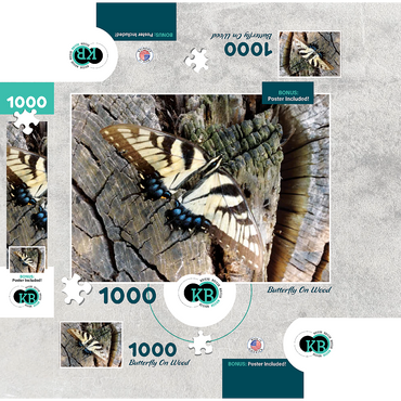 Animal Photography: Butterfly On Wood 1000 Jigsaw Puzzle box 3D Modell