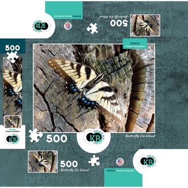 Animal Photography: Butterfly On Wood 500 Jigsaw Puzzle box 3D Modell
