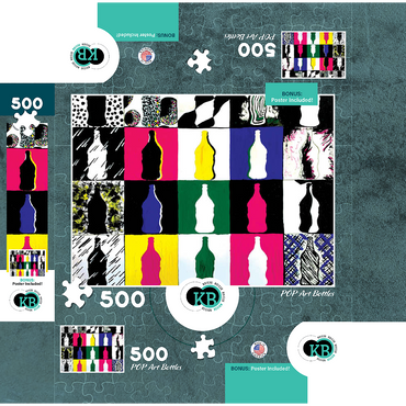 Illustration Artwork: POP Art Bottles 500 Jigsaw Puzzle box 3D Modell