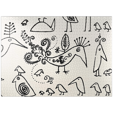 puzzleplate Illustration Artwork: Hieroglyphic Birds, no.1 1000 Jigsaw Puzzle