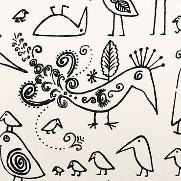 Illustration Artwork: Hieroglyphic Birds, no.1 1000 Jigsaw Puzzle 3D Modell