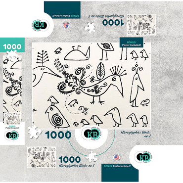 Illustration Artwork: Hieroglyphic Birds, no.1 1000 Jigsaw Puzzle box 3D Modell
