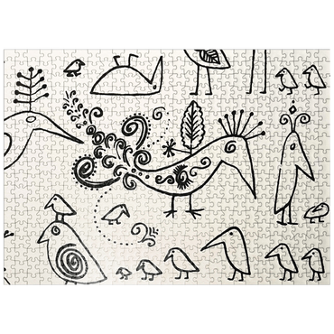 puzzleplate Illustration Artwork: Hieroglyphic Birds, no.1 500 Jigsaw Puzzle