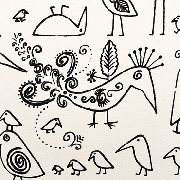 Illustration Artwork: Hieroglyphic Birds, no.1 500 Jigsaw Puzzle 3D Modell