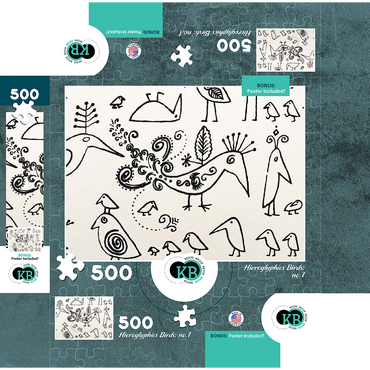 Illustration Artwork: Hieroglyphic Birds, no.1 500 Jigsaw Puzzle box 3D Modell