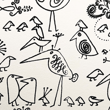 Illustration Artwork: Hieroglyphic Birds, no.2 500 Jigsaw Puzzle 3D Modell