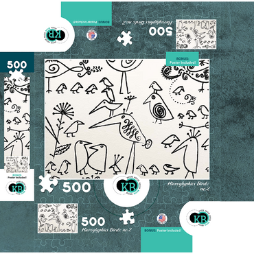 Illustration Artwork: Hieroglyphic Birds, no.2 500 Jigsaw Puzzle box 3D Modell