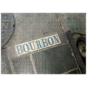 puzzleplate Bourbon Street Sidewalk Sign- New Orleans, Louisianna 500 Jigsaw Puzzle