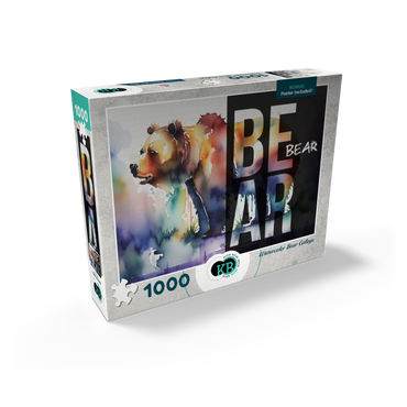 Abstract Watercolor: Bear Collage, Wildlife Canvas 1000 Jigsaw Puzzle box view2