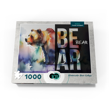Abstract Watercolor: Bear Collage, Wildlife Canvas 1000 Jigsaw Puzzle box view3