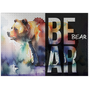 puzzleplate Abstract Watercolor: Bear Collage, Wildlife Canvas 1000 Jigsaw Puzzle