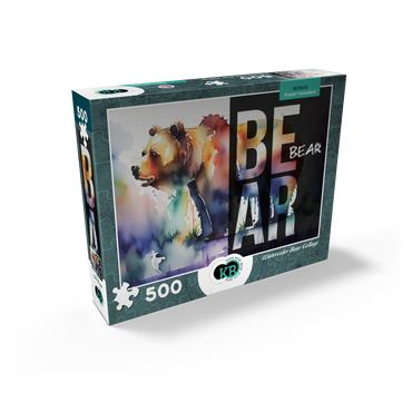 Abstract Watercolor: Bear Collage, Wildlife Canvas 500 Jigsaw Puzzle box view2