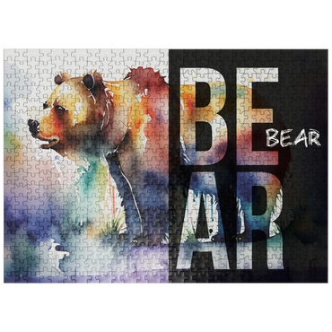 puzzleplate Abstract Watercolor: Bear Collage, Wildlife Canvas 500 Jigsaw Puzzle