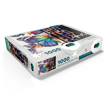 Abstract Watercolor: Butterfly Wings Collage, Wildlife Canvas 1000 Jigsaw Puzzle box view1