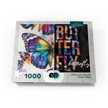 Abstract Watercolor: Butterfly Wings Collage, Wildlife Canvas 1000 Jigsaw Puzzle box view3