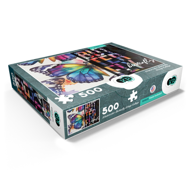 Abstract Watercolor: Butterfly Wings Collage, Wildlife Canvas 500 Jigsaw Puzzle box view1