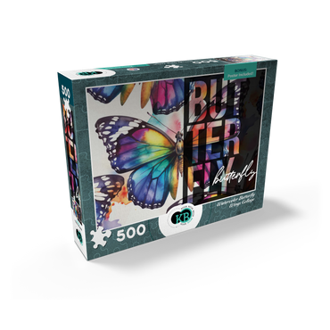 Abstract Watercolor: Butterfly Wings Collage, Wildlife Canvas 500 Jigsaw Puzzle box view2